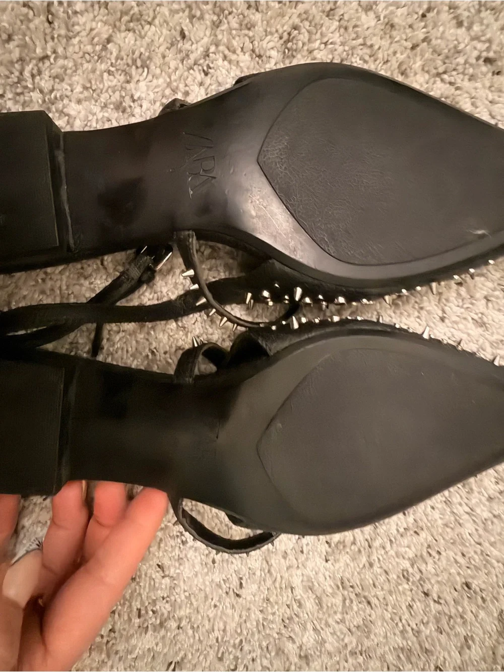 Zara Slingback Studded Low Heel Shoes Black Size 39 Size 8 - Picture 7 of 8